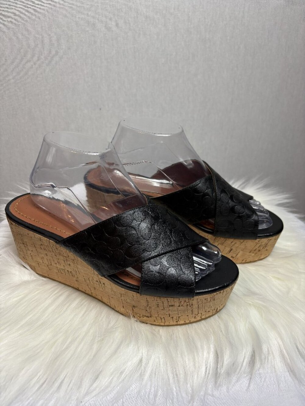 Coach Black Platform Sandals, Cork Bottom, Women’s 8.5, Worn Once